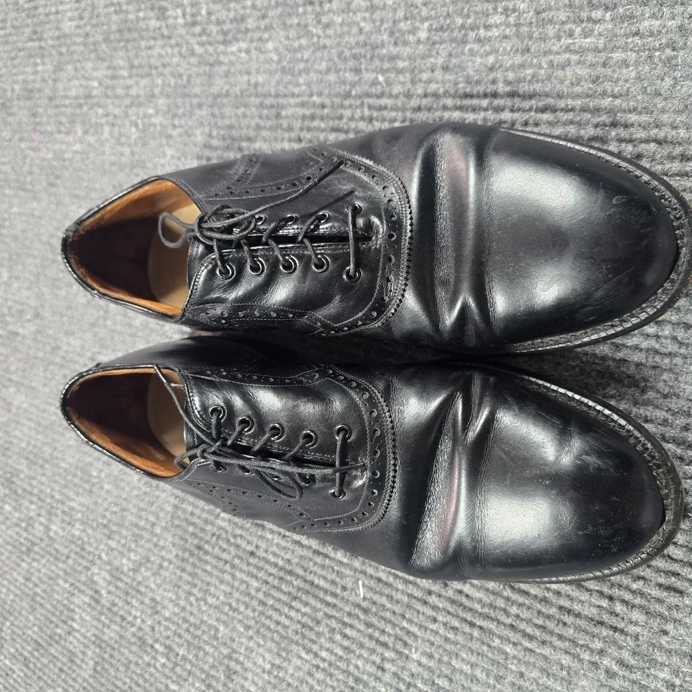 Johnston & Murphy‎ Shoes Mens Size 10 EEE/E Black Leather Cap Toe Brogue Oxford